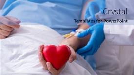  Presentation with blood transfusion - Beautiful slide deck featuring anemia - male patient getting blood transfusion backdrop and a teal colored foreground