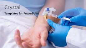  Presentation with blood transfusion - Slide set consisting of anemia - male patient in blood transfusion background and a light blue colored foreground