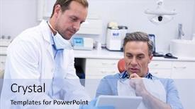  Presentation with dentist - Amazing theme having male patient in dental backdrop and a light blue colored foreground