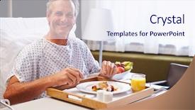  Presentation with hospital bed - Beautiful slide deck featuring male patient in hospital bed backdrop and a sky blue colored foreground