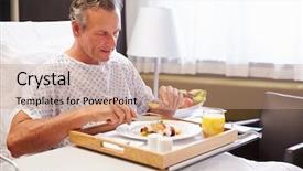  Presentation with hospital bed - Amazing slide set having male patient in hospital bed backdrop and a coral colored foreground