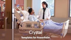  Presentation with female hospital patient - Colorful slide deck enhanced with male patient in hospital backdrop and a tawny brown colored foreground