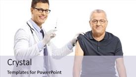  Presentation with vaccine - Slide deck featuring male patient isolated on white background and a light blue colored foreground