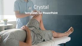  Presentation with rehabilitation - Theme having male-patient-lying-on-medical background and a gray colored foreground