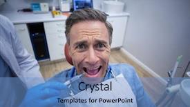  Presentation with dentist - PPT layouts enhanced with male patient mouth at dental background and a  colored foreground