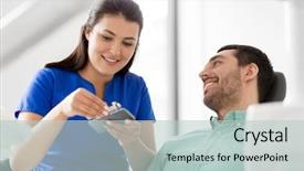  Presentation with modern medicine cardiology concept mixed - Colorful theme enhanced with male patient teeth at dental backdrop and a lemonade colored foreground