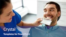  Presentation with modern medicine cardiology concept mixed - Presentation with male patient teeth at dental background and a navy blue colored foreground