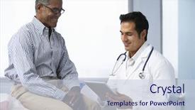  Presentation with patient and doctor - Beautiful presentation theme featuring male patient using digital backdrop and a lemonade colored foreground