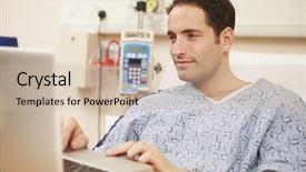 Presentation with hospital bed - Amazing presentation theme having male patient using laptop in hospital bed backdrop and a soft green colored foreground