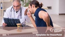 Presentation with time management - Cool new presentation design with male-patient-visiting-doctor-radiologist backdrop and a coral colored foreground