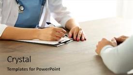  Presentation with nurse a male patient - Colorful presentation design enhanced with patient visiting doctor on light backdrop and a coral colored foreground