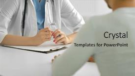  Presentation with nurse a male patient - Colorful PPT theme enhanced with patient visiting doctor on light backdrop and a  colored foreground