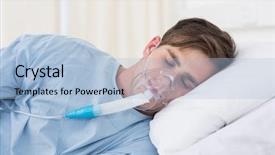  Presentation with hospital mask - Slide deck with male patient wearing oxygen mask background and a light blue colored foreground