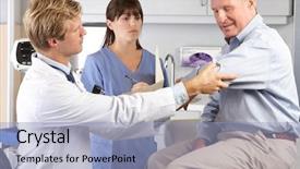  Presentation with joint - Cool new PPT theme with male patient with elbow pain backdrop and a light blue colored foreground