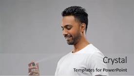  Presentation with young happy people smiling - Theme consisting of male perfumery grooming and people background and a light gray colored foreground