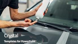  Presentation with car - Cool new theme with male person with car polishing backdrop and a gray colored foreground