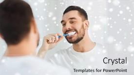  Presentation with dental hygiene - Beautiful slides featuring male personal grooming - health care dental hygiene people backdrop and a white colored foreground