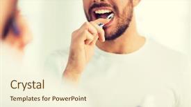  Presentation with dental hygiene - Audience pleasing presentation design consisting of male personal grooming - health care dental hygiene people backdrop and a cream colored foreground