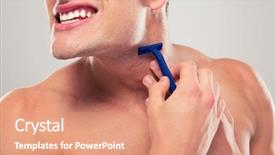  Presentation with of a gray wolf - Colorful presentation enhanced with male personal grooming - man shaving over gray background backdrop and a coral colored foreground