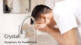  Presentation with shaving - Colorful slides enhanced with male personal grooming - man washing his face backdrop and a  colored foreground