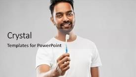  Presentation with dental hygiene - Colorful slides enhanced with male personal grooming - oral care dental hygiene backdrop and a light gray colored foreground