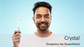  Presentation with personal care - Audience pleasing PPT layouts consisting of male personal grooming - oral care dental hygiene backdrop and a soft green colored foreground