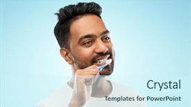  Presentation with dental hygiene - Colorful slides enhanced with male personal grooming - oral care dental hygiene backdrop and a cool aqua colored foreground