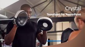  Presentation with personal training - Audience pleasing PPT layouts consisting of male-personal-trainer-sparring backdrop and a gray colored foreground