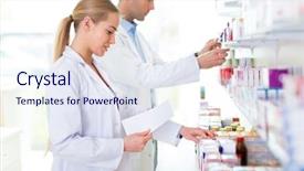  Presentation with pharmacy - Beautiful PPT layouts featuring male pharmacists in pharmacy backdrop and a sky blue colored foreground