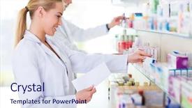  Presentation with pharmacy - Amazing PPT theme having male pharmacists in pharmacy backdrop and a sky blue colored foreground