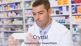  Presentation with hospital pharmacy - Slide deck with male pharmasict - handsome pharmacist holding paper background and a  colored foreground