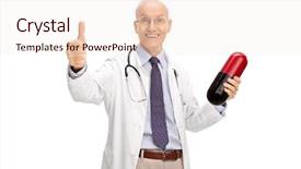  Presentation with joyful - Cool new slides with male pharmasict - joyful elderly doctor holding backdrop and a  colored foreground