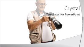  Presentation with journalist - Slide deck enhanced with male-photo-journalist-holding background and a white colored foreground