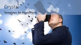  Presentation with birds - Slides featuring male photographer with camera birds on background background and a light blue colored foreground