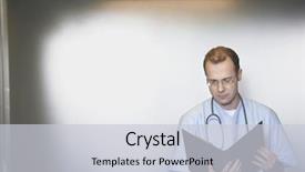  Presentation with physician - Cool new presentation with male physician reviewing notes in the elevator backdrop and a light gray colored foreground