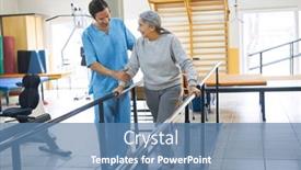  Presentation with movement - PPT layouts with male-physiotherapist-assisting-happy-elderly background and a teal colored foreground