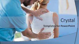  Presentation with physiotherapist - Presentation theme with male physiotherapist giving back massage background and a light blue colored foreground