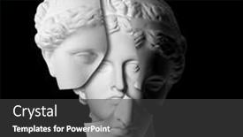  Presentation with black-female - Presentation enhanced with male-plaster-statue-heads-inside and a dark gray colored foreground