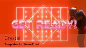  Presentation with football competition - PPT theme consisting of male-players-standing-by-illuminated background and a red colored foreground