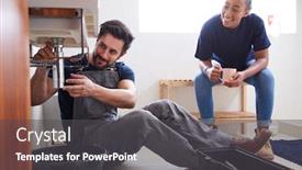  Presentation with apprentice - Theme enhanced with male-plumber-teaching-female-apprentice background and a dark gray colored foreground