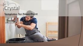  Presentation with plumber - Cool new theme with male-plumber-working-to-fix backdrop and a light gray colored foreground
