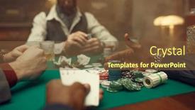  Presentation with poker - PPT layouts with male-poker-players-at-gaming background and a tawny brown colored foreground