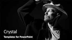  Presentation with black art - PPT theme enhanced with male-portrait-art-black background and a black colored foreground