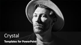  Presentation with black art - PPT theme featuring male-portrait-art-black background and a dark gray colored foreground