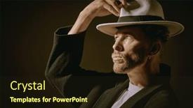  Presentation with black art - PPT theme with male-portrait-art-portrait background and a wine colored foreground