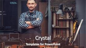  Presentation with leather craft - PPT theme enhanced with male portrait concept of handmade background and a tawny brown colored foreground