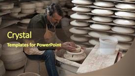  Presentation with clay pot on pottery - Presentation design having male potter molding a clay background and a tawny brown colored foreground
