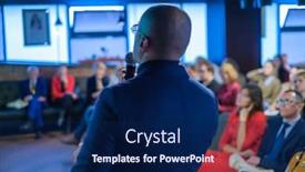  Presentation with awards curtain audience silhouette - Theme consisting of male-presenter-speaks-to-audiences background and a navy blue colored foreground