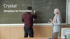  Presentation with derivatives - Colorful PPT theme enhanced with male-professor-and-young-female backdrop and a gray colored foreground