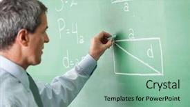  Presentation with professor - Slide set with male professor writing on greenboard background and a seafoam green colored foreground